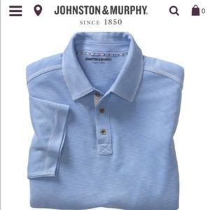Johnston and Murphy blue polo with gray stitching